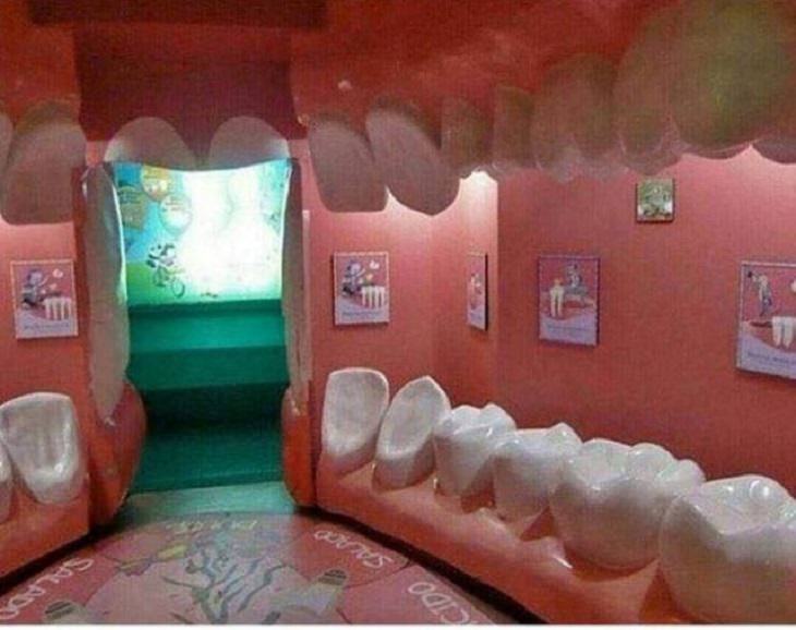 Unique and beautiful designs, dentists office that looks like the inside of a mouth
