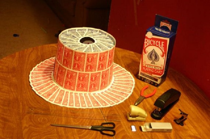 Fun and Easy DIY Arts and Crafts anyone can make at home with Playing Cards, playing card accessories, top hat and bracelet
