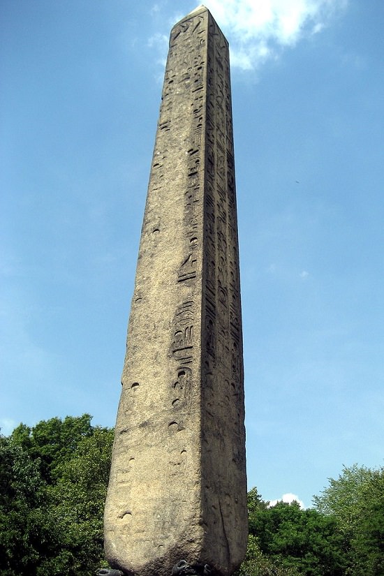 Buildings, attractions, statues, monuments, tributes and memorials found in New York City’s Central Park, Cleopatra's Needle ( an Egyptian Obelisque), located on 82nd Street, west of the Metropolitan Museum of Art