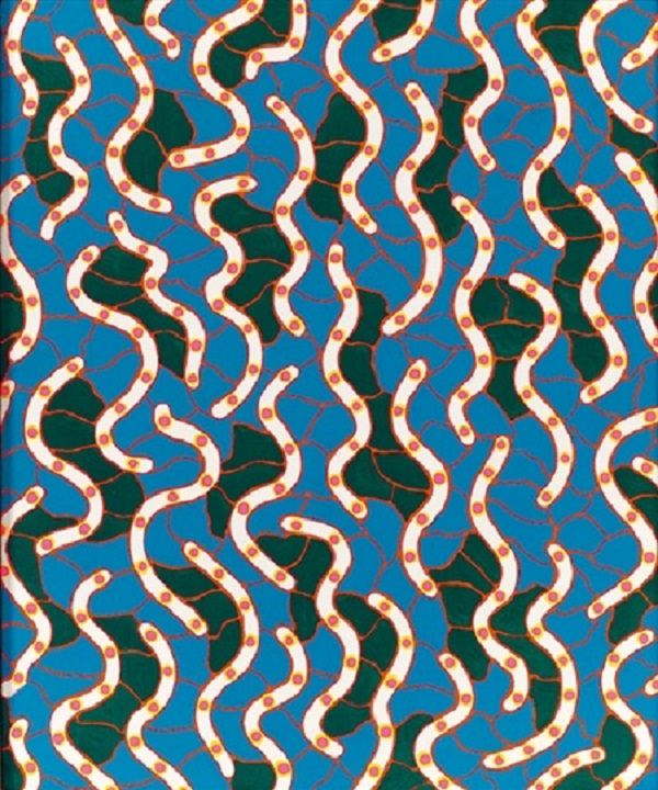 Paintings, artwork, installations and exhibitions created by Yayoi Kasuma, 91 year old Japanese Abstract Impressionist Artist, Waves on the Hudson River, 1988