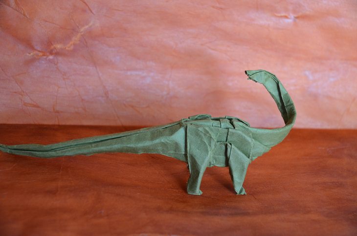 Origami animals, real and mythological, designed by Japanese origami expert Satoshi Kamiya, Barosaurus