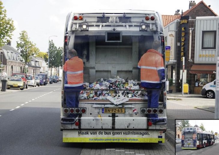 Creative and clever bus advertisements and bus art, The Garbage bus from Keep Holland Clean Foundation