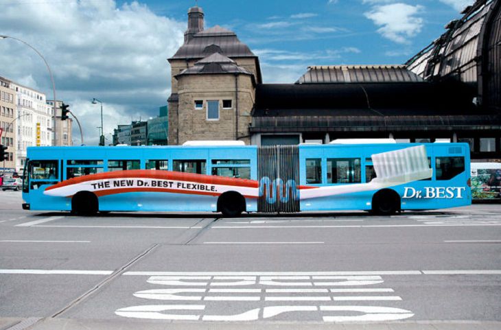 Creative and clever bus advertisements and bus art, The New Dr.Best Flexible toothbrush
