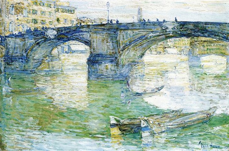 Impressionist paintings from American artist Frederick Childe Hassam, Ponte Santa Trinita, 1897