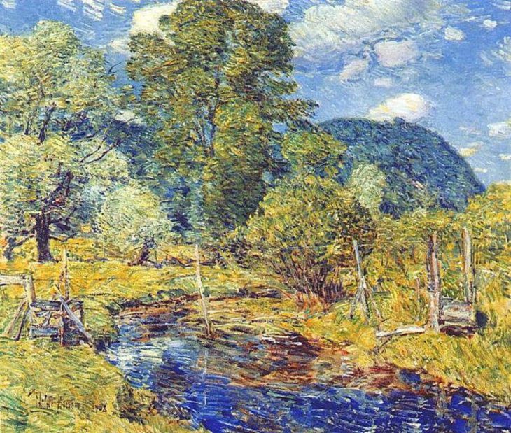 Impressionist paintings from American artist Frederick Childe Hassam, Bedford Hills, 1908