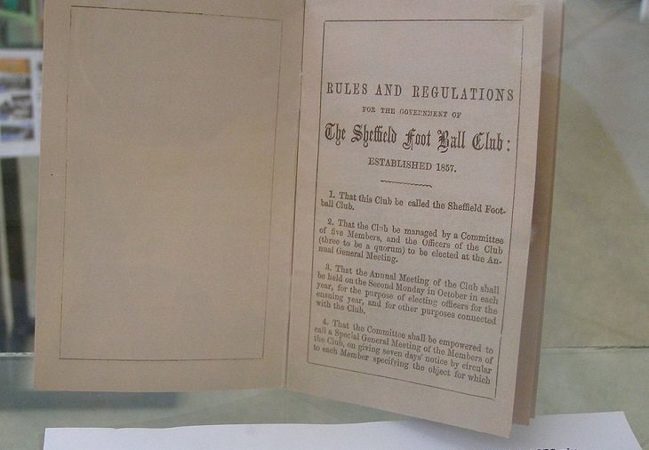 Most expensive and iconic sports memorabilia ever purchased, Sheffield Football Club Rules, Regulations & Laws