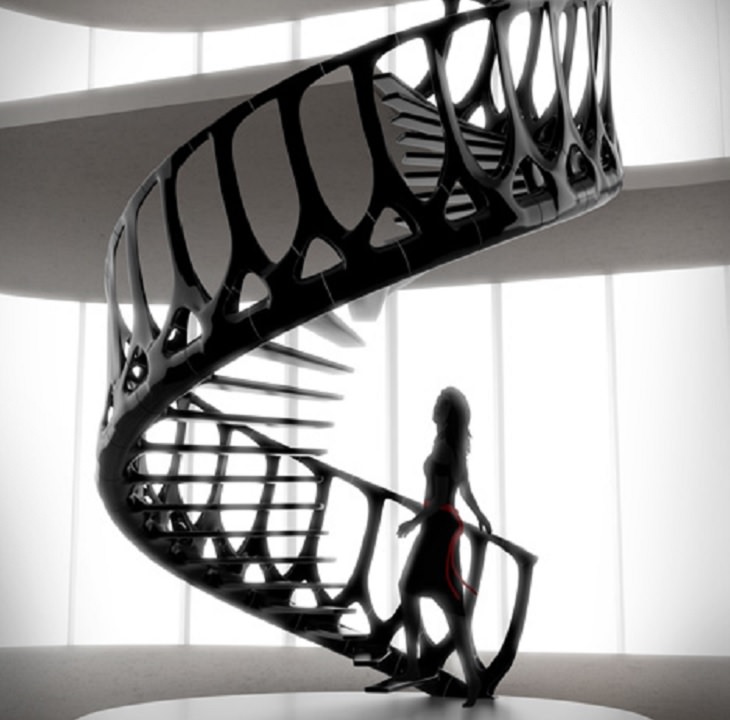 Unique and creative stair, staircase, stairwell designs for dream homes, The Vertebrae Staircase by Andrew McConnell