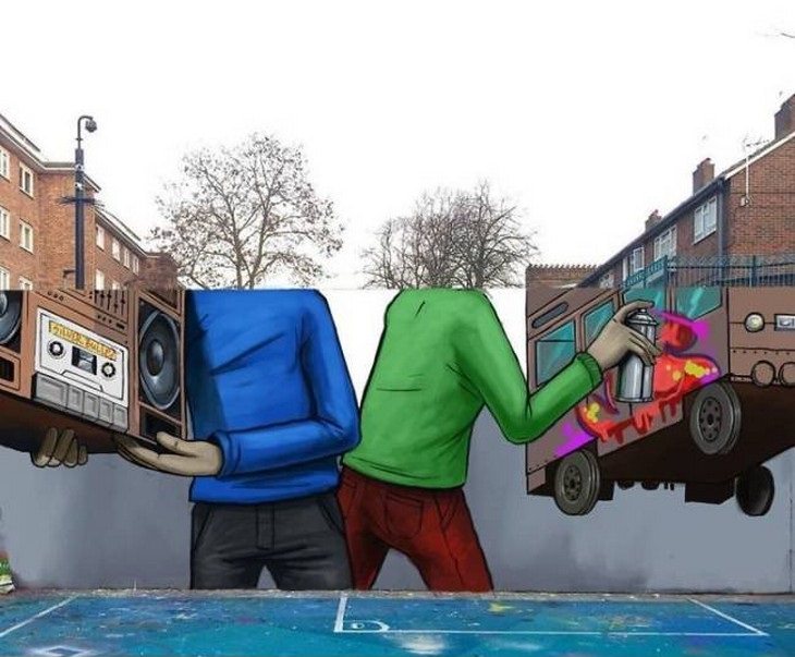 Graffiti Artist Uses Surroundings Brilliantly