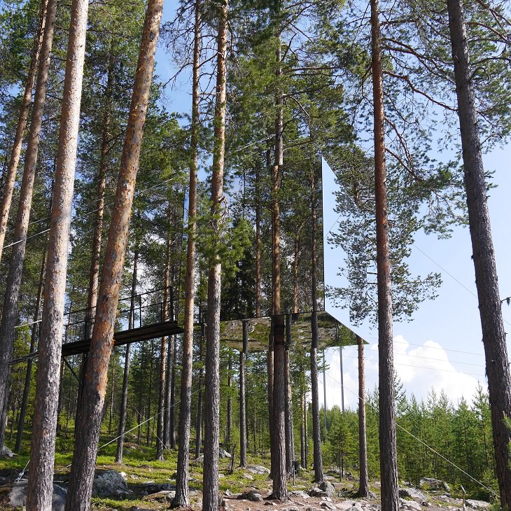 Most incredible and beautiful treehouses and treehotels from around the world, The Mirrorcube Treehotel in Harads, Sweden