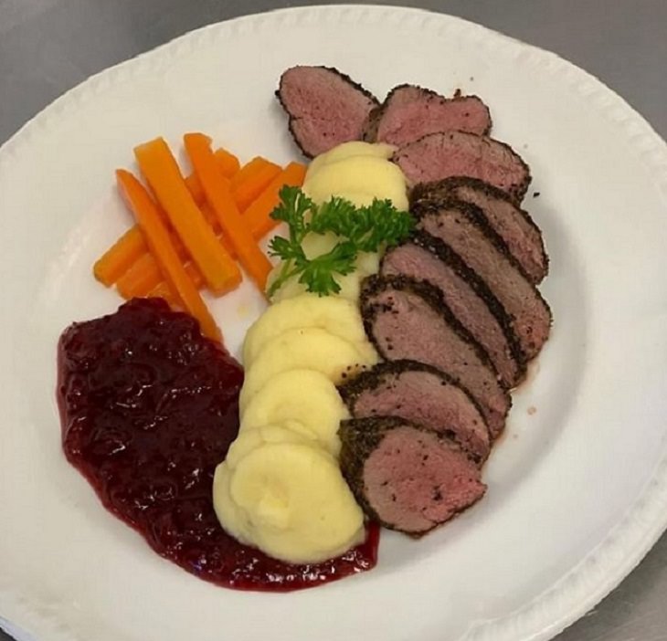 Delicious and healthy dishes made by Chef Kevin for nursing home, retirement home, care facility in Perthshire, Scotland, Venison And Cumberland Sauce