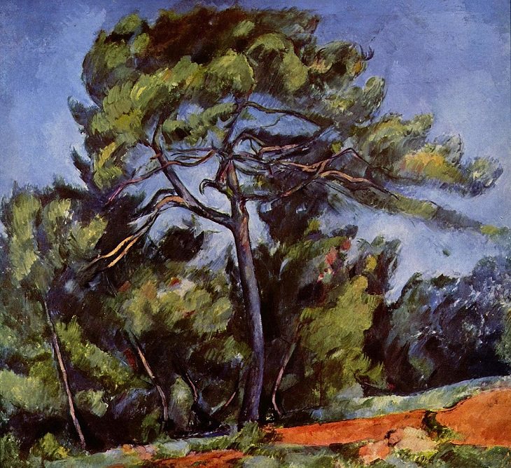 Post Impressionist works of art and paintings by highly influential French artist Paul Cézanne, the father of modern art, The Great Pine, 1898