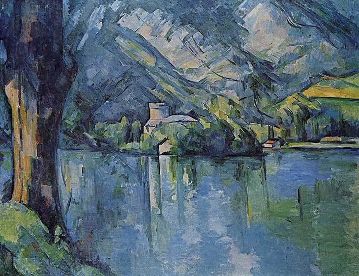 Post Impressionist works of art and paintings by highly influential French artist Paul Cézanne, the father of modern art, Annecy Lake, 1896