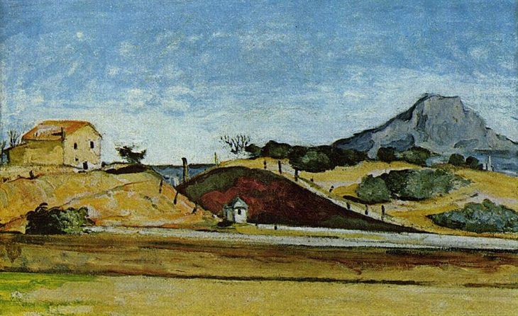 Post Impressionist works of art and paintings by highly influential French artist Paul Cézanne, the father of modern art, The Railway Cutting, 1870