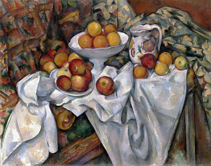 Post Impressionist works of art and paintings by highly influential French artist Paul Cézanne, the father of modern art, Apples and Oranges (Pommes et Oranges), 1899