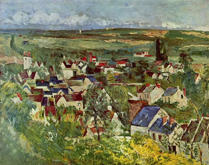 Post Impressionist works of art and paintings by highly influential French artist Paul Cézanne, the father of modern art, View of Auvers, 1873