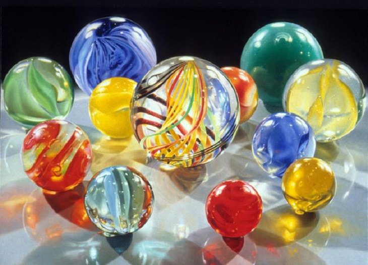 Hyper realistic paintings by 20th century photorealist and American artist Charles Bell, Dazzling Dozen, 1994
