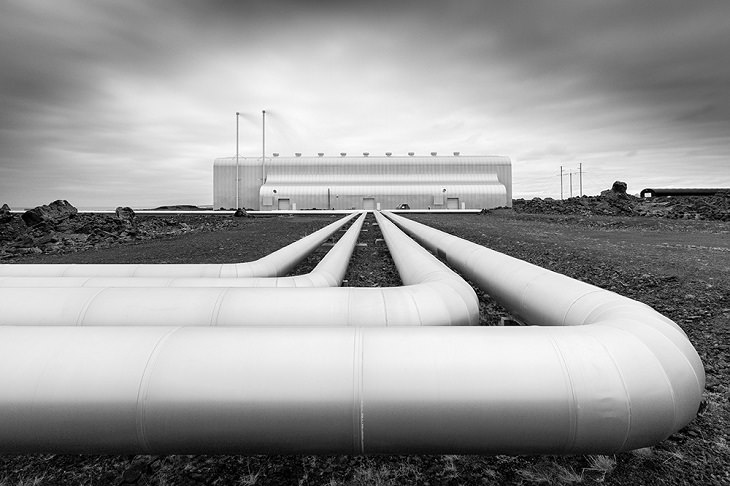 Winning Photographs from International Photography Awards One Shot: Climate Change, Category: Machine, 2nd Place: Geothermal Power Plant, By Christophe Audebert
