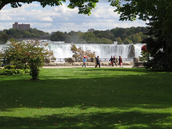 Sights, trails, cruises, activities, natural wonders and fun family events found at Niagara Falls between New York, United States and Ontario, Canada, A view of the American Falls from Queen Victoria Park