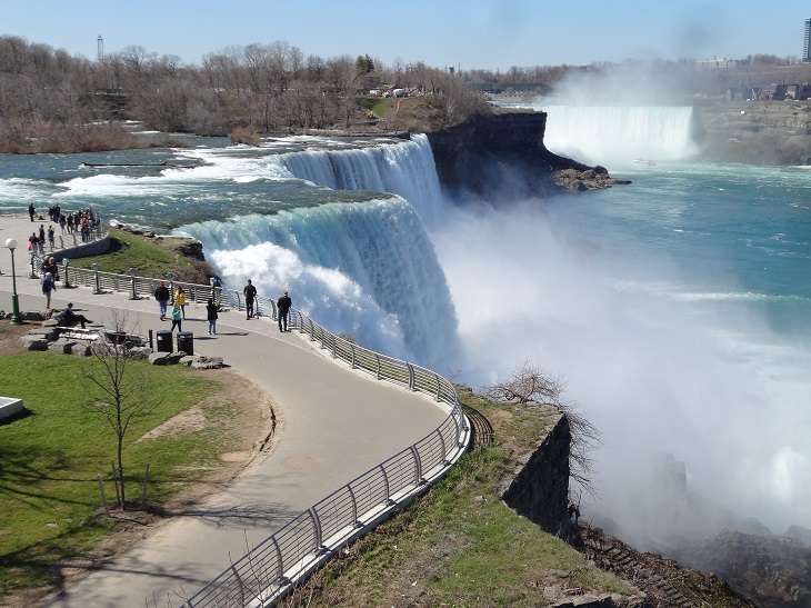 Sights, trails, cruises, activities, natural wonders and fun family events found at Niagara Falls between New York, United States and Ontario, Canada, Lovely walking paths on the tiny Luna Island