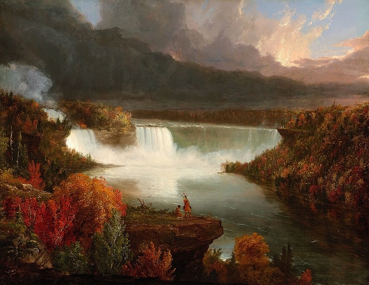 Sights, trails, cruises, activities, natural wonders and fun family events found at Niagara Falls between New York, United States and Ontario, Canada, Distant View of Niagara Falls by Thomas Cole, 1830