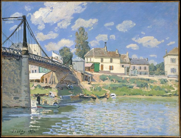 painter Alfred Sisley, The Bridge at Villeneuve-la-Garenne, 1872