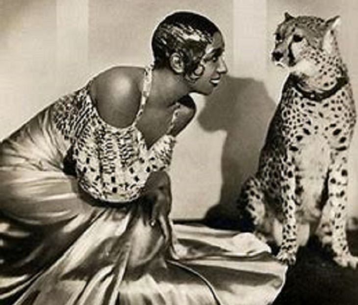 Celebrities and famous people that had strange and wild animals as exotic pets, Josephine Baker and Chiquita, her pet cheetah