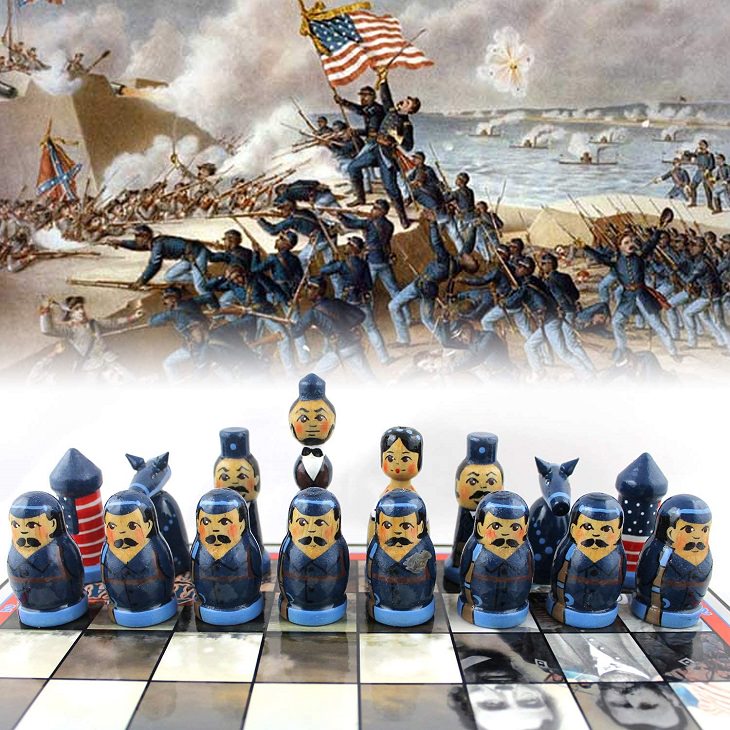 Unique and creative chess sets, American Civil War Chess Set