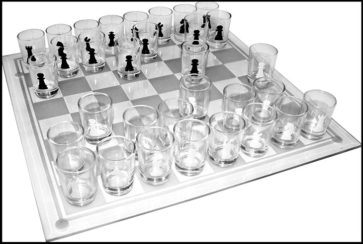 Unique and creative chess sets, Shot Glass Chess Set