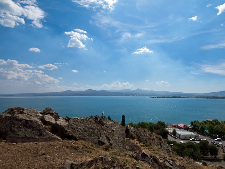 Must-see places in The Caucasus in Europe, View of Lake Sevan from Sevanavank