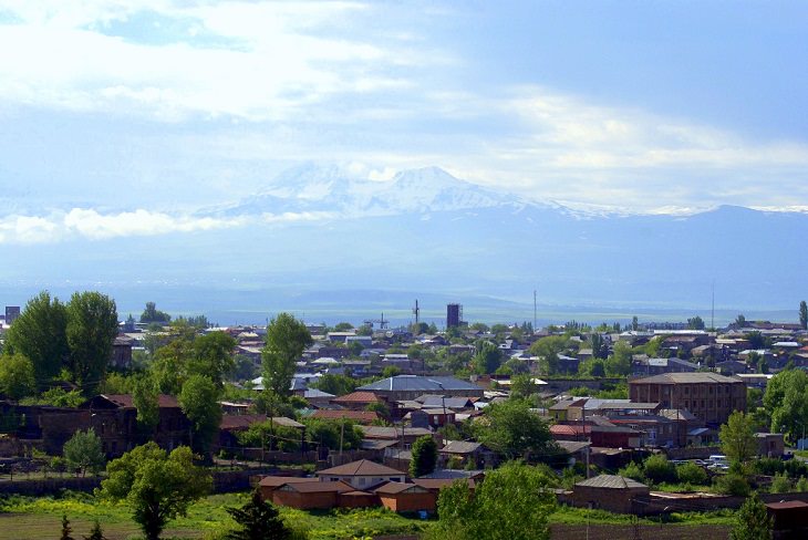 Must-see places in The Caucasus in Europe, Gyumri with a view of Mount Aragats in the background, Armenia