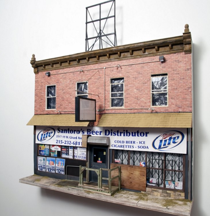 Miniatures Models of Old Buildings in Philadelphia By Drew Leshko, Santoro's Beer Distributor
