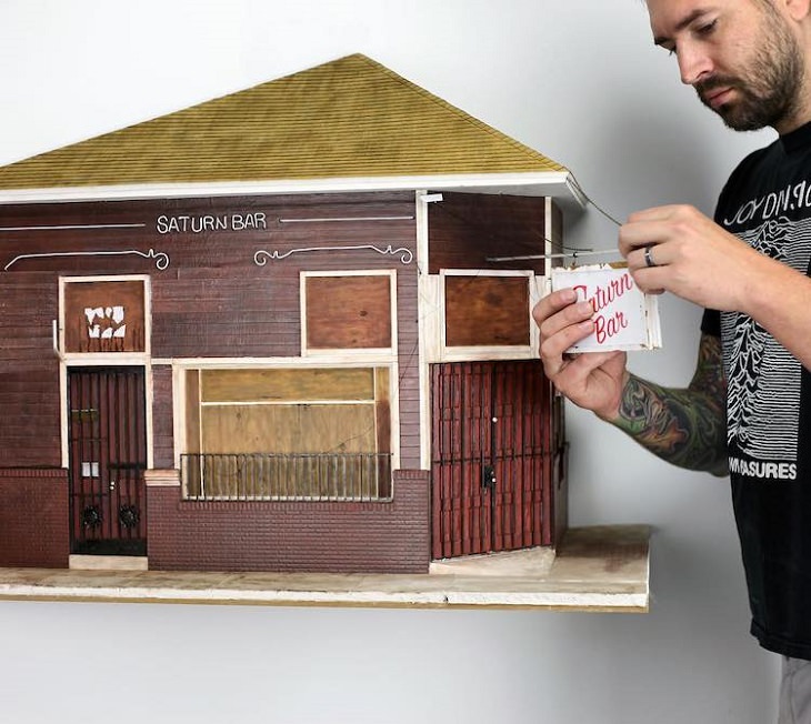 Miniatures Models of Old Buildings in Philadelphia By Drew Leshko, Saturn Bar