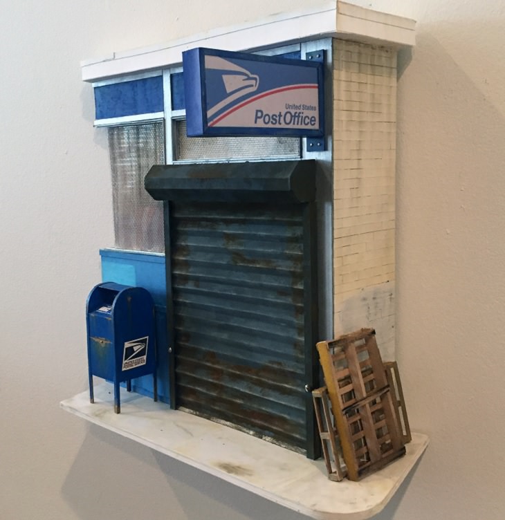 Miniatures Models of Old Buildings in Philadelphia By Drew Leshko, Fish Town Post Office