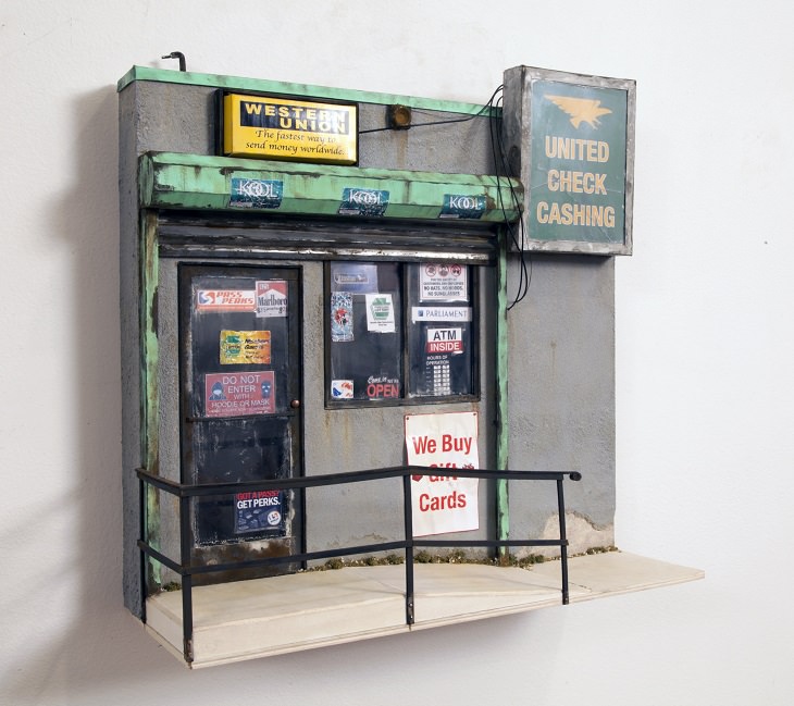 Miniatures Models of Old Buildings in Philadelphia By Drew Leshko, United Check Cashing