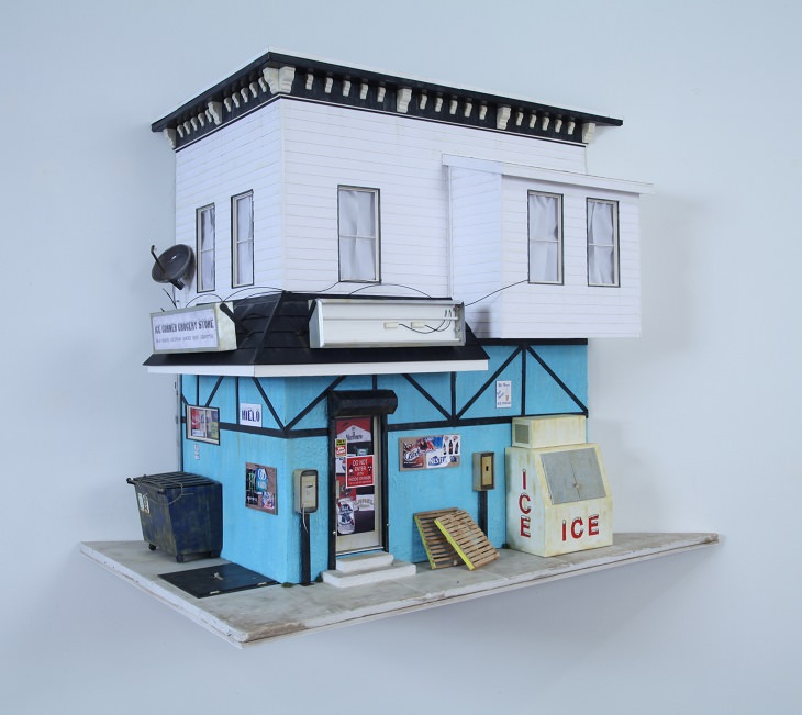 Miniatures Models of Old Buildings in Philadelphia By Drew Leshko, Ice Corner Grocery Store