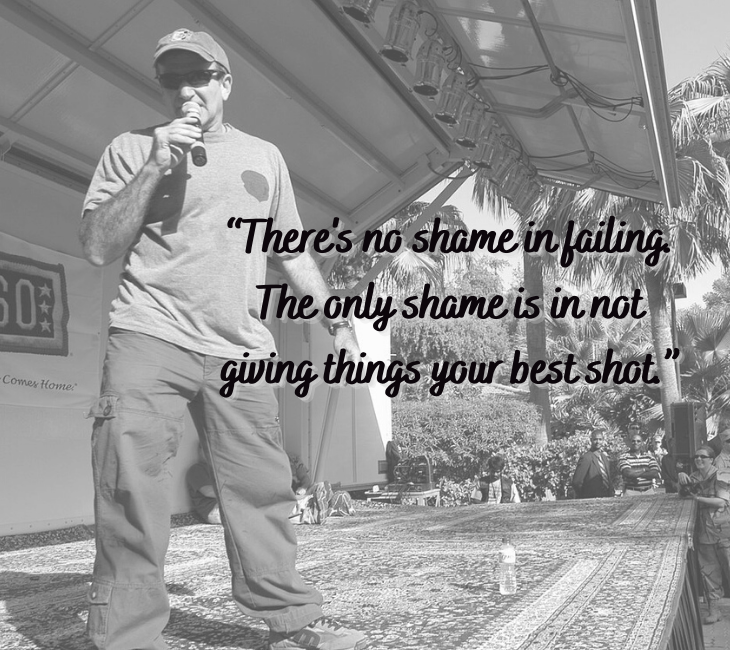 Beautiful, inspiring and funny quotes from comedian and actor Robin Williams, “There's no shame in failing. The only shame is not giving things your best shot.”