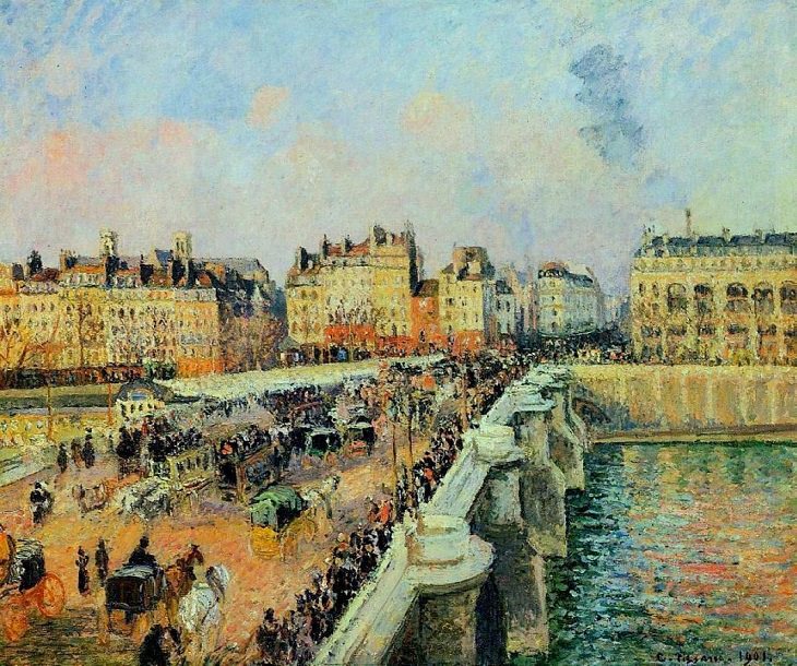 Best and most famous paintings by 19th century impressionist artist Camille Pissarro, Pont Neuf, Afternoon, Sunlight (First Series), 1901
