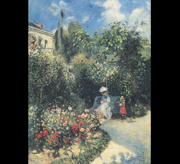 Best and most famous paintings by 19th century impressionist artist Camille Pissarro, The Garden at Pontoise, 1877