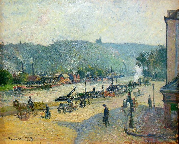 Best and most famous paintings by 19th century impressionist artist Camille Pissarro, Place Lafayette, Rouen, 1883