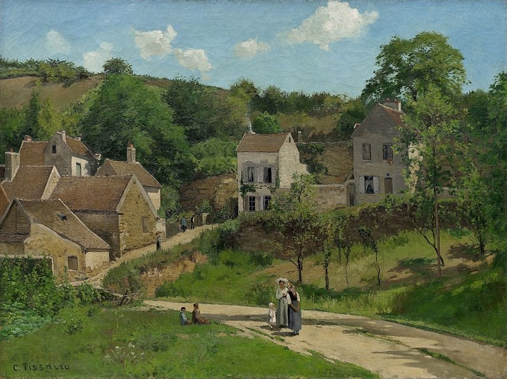 Best and most famous paintings by 19th century impressionist artist Camille Pissarro, The Hermitage at Pontoise, 1867