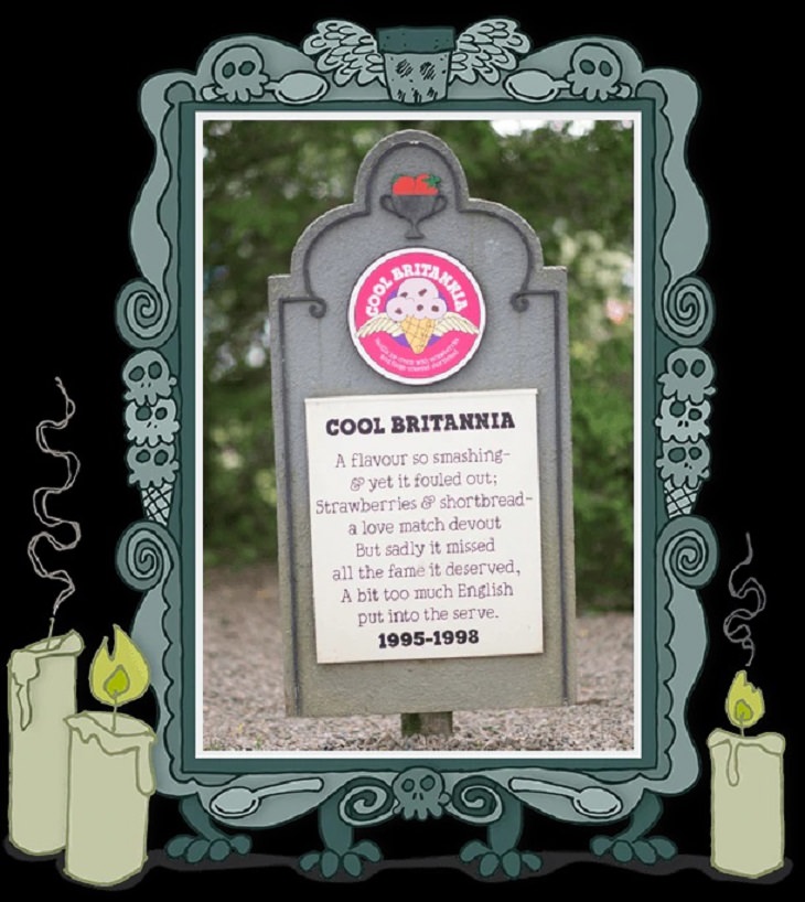 Recipes for the delicious ice cream flavors in Ben & Jerry’s Flavor Graveyard that can be resurrected, Cool Britannia, 1995-1998