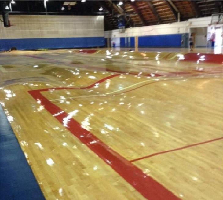 Cool mistaken experiments and events that show accidental science can be beautiful, What happens to an indoor basketball court or gymnasium when the pipes burst