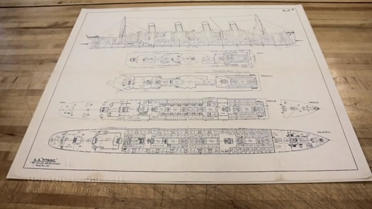 Highest valued items and memorabilia that survived the sinking of the RMS Titanic, The Titanic’s First Class Deck Plan, belonging to elderly couple, $49,000 (£31,000 at the time)