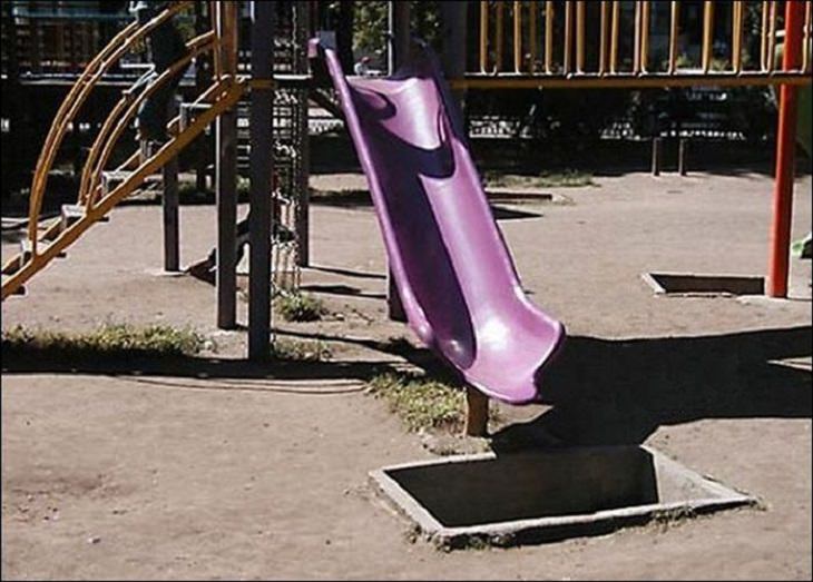 More hilarious construction fails and planning mistakes and errors, children's slide with open hole at the bottom