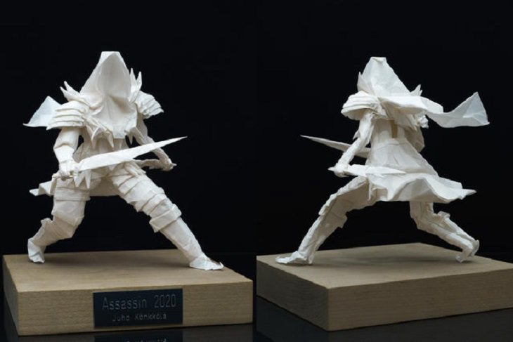 Beautiful artistic creations made by humankind and civilization over time, An origami model entitled “Assassin”, created purely by folding from a single square sheet.