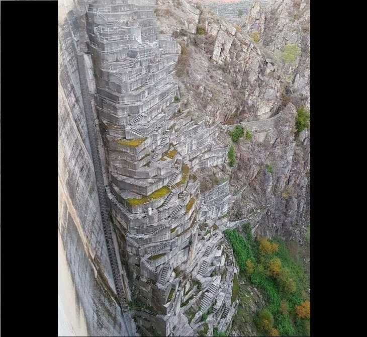 Beautiful artistic creations made by humankind and civilization over time, The stairs on the Varosa Dam in Lamego, Portugal