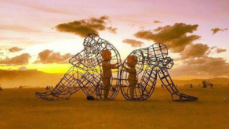 Beautiful artistic creations made by humankind and civilization over time, A sculpture at Burning Man, depicting every person’s trapped inner child, by Aleksandr Milov