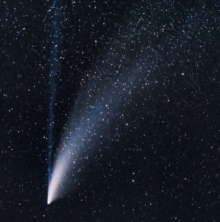 Astronomy photographs of the night sky and nightscapes by Marcin Zajac, Captured in Alabama Hills, in Eastern California, Comet Neowise is seen shooting across the sky with its two tails.