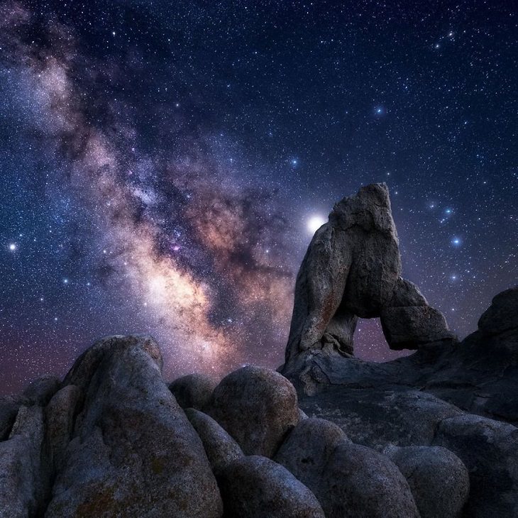 Astronomy photographs of the night sky and nightscapes by Marcin Zajac, Boot arch, A rock formation located in Alabama Hills on the eastern slope of the Sierra Nevada