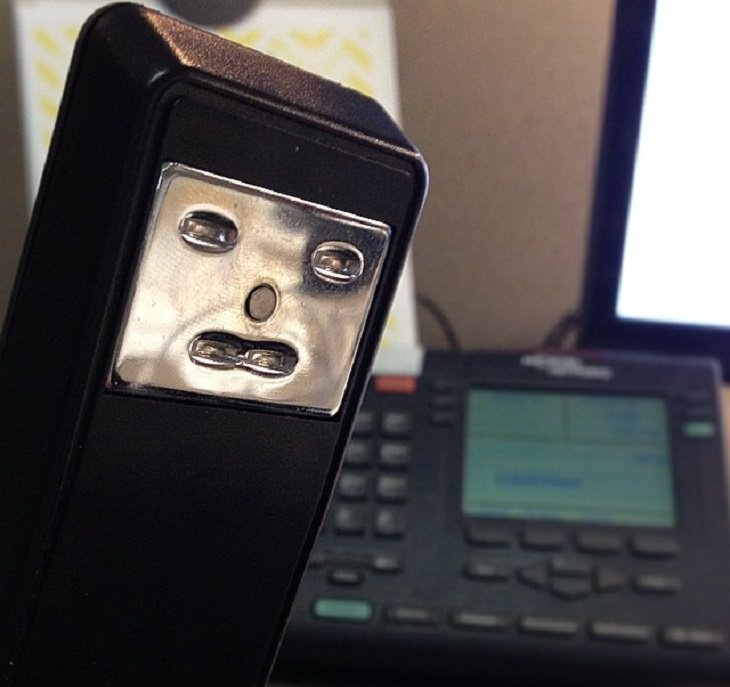 Everyday items with unexpected faces that, once seen, can never be unseen, stapler with unhappy face